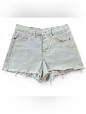 Old Navy Cream Frayed Hem High-Rise Jean Shorts
